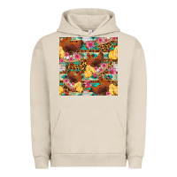 Pigment French Oak chicken and chicks with flowers seamless pattern Urban Hoodie - FaDigitalArtStudio