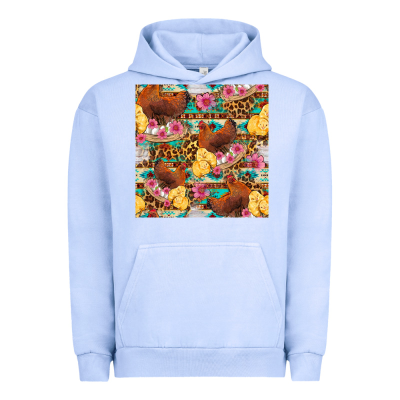 Chicken And Chicks With Flowers Seamless Pattern Urban Hoodie by FaDigitalArtStudio | Teevron