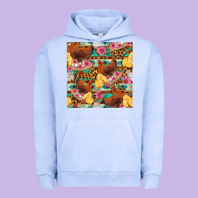 Chicken And Chicks With Flowers Seamless Pattern Urban Hoodie Designed By Fadigitalartstudio