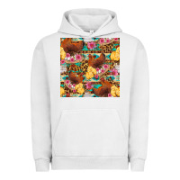 Pigment Lunar Rock chicken and chicks with flowers seamless pattern Urban Hoodie - FaDigitalArtStudio