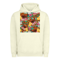 Pigment Pistachio chicken and chicks with flowers seamless pattern Urban Hoodie - FaDigitalArtStudio
