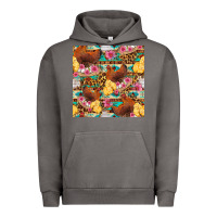 Pigment Tornado chicken and chicks with flowers seamless pattern Urban Hoodie - FaDigitalArtStudio