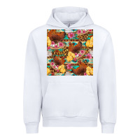 White chicken and chicks with flowers seamless pattern Urban Hoodie - FaDigitalArtStudio