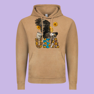 Western Usa Eagle Vintage Hoodie Designed By Lillyallendesigns
