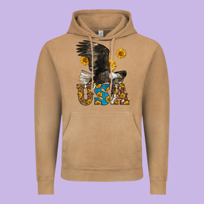 Western Usa Eagle Vintage Hoodie Designed By Lillyallendesigns