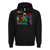 Black autism awareness typography Zipper Hoodie - Artiststas