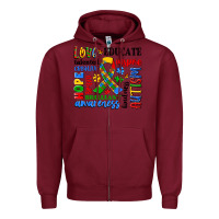 Burgundy autism awareness typography Zipper Hoodie - Artiststas
