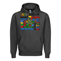 Charcoal Heather autism awareness typography Zipper Hoodie - Artiststas