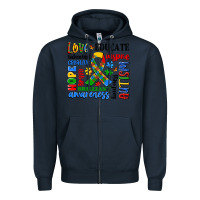 Navy autism awareness typography Zipper Hoodie - Artiststas