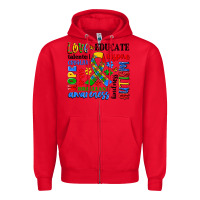 Red autism awareness typography Zipper Hoodie - Artiststas
