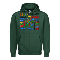 Sports Green autism awareness typography Zipper Hoodie - Artiststas