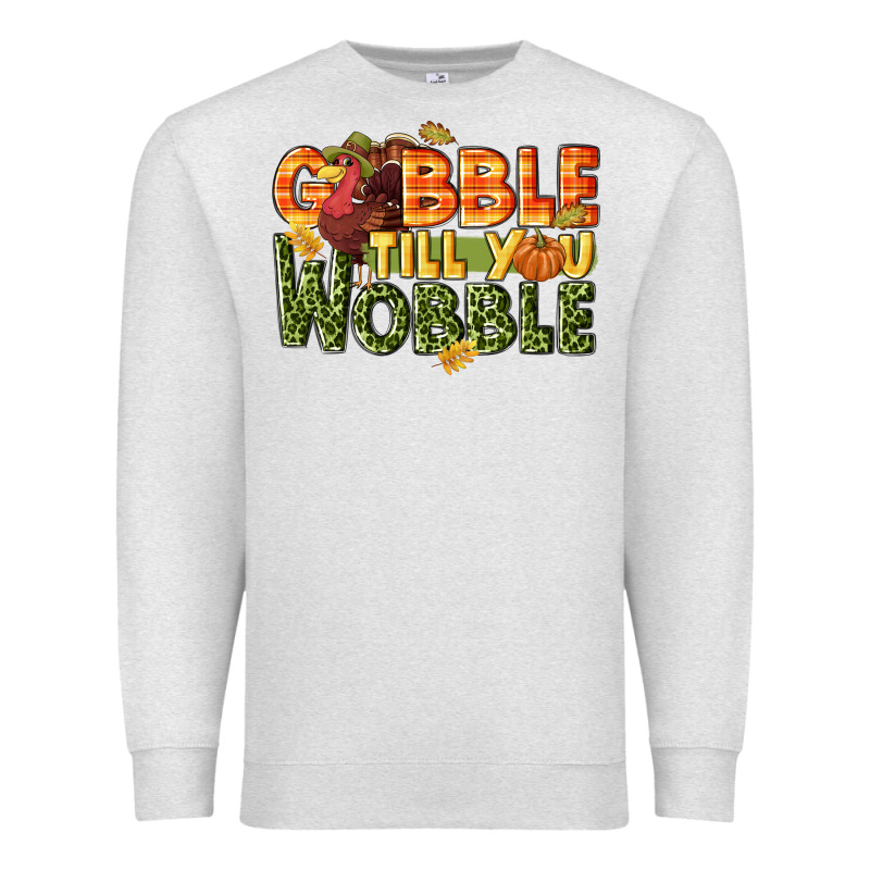Gobble Till You Wobble Turkey Thanksgiving Premium Sweatshirt by NancyCooperArtShop | Teevron