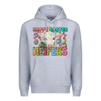 Heather Grey Happy Easter Heifers Easter Day Premium Hoodie - HowdyJamesFarm