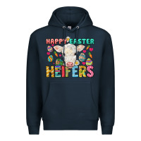 Navy Happy Easter Heifers Easter Day Premium Hoodie - HowdyJamesFarm