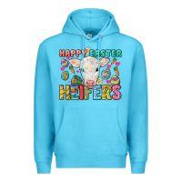 Ocean Blue Happy Easter Heifers Easter Day Premium Hoodie - HowdyJamesFarm
