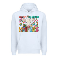 White Happy Easter Heifers Easter Day Premium Hoodie - HowdyJamesFarm