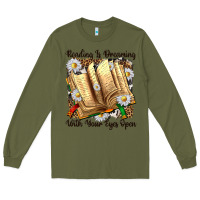 Army Green reading is dreaming with your eyes open Long Sleeve Tee - NancyCooperArtShop