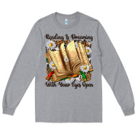 Heather Grey reading is dreaming with your eyes open Long Sleeve Tee - NancyCooperArtShop