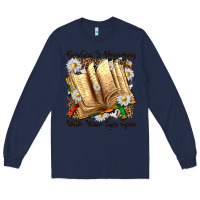 Navy reading is dreaming with your eyes open Long Sleeve Tee - NancyCooperArtShop