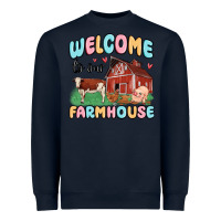 Navy welcome to our farmhouse Heavyweight Sweatshirt - MaliasSmallBusiness