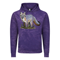 Cloud Purple Gray Fox Vintage Hoodie - LillyAllenDesigns