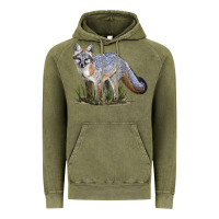 Vintage Olive Gray Fox Vintage Hoodie - LillyAllenDesigns