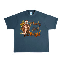 Midnight Navy merry and bright black santa Urban Heavy Tee - MaliasSmallBusiness