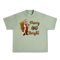 Oil Green merry and bright black santa Urban Heavy Tee - MaliasSmallBusiness