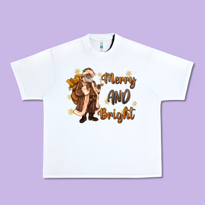 Merry And Bright Black Santa Urban Heavy Tee Designed By Maliassmallbusiness