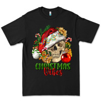 Black Christmas Vibes Human Skull Premium Tee - FaDigitalArtStudio