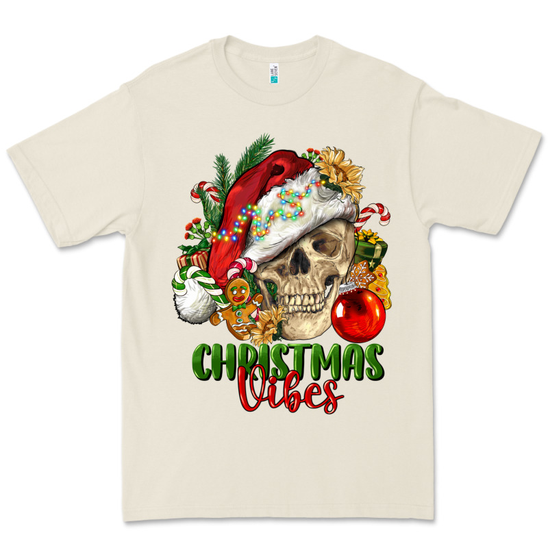 Christmas Vibes Human Skull Premium Tee by FaDigitalArtStudio | Teevron