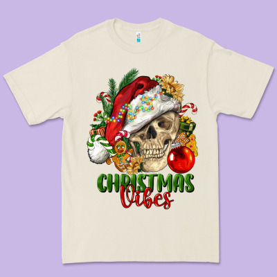 Christmas Vibes Human Skull Premium Tee Designed By Fadigitalartstudio