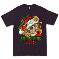 Plum Christmas Vibes Human Skull Premium Tee - FaDigitalArtStudio