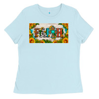 Baby Blue faith cross and sunflower license plate Ladies Tee - HRA Design Shop