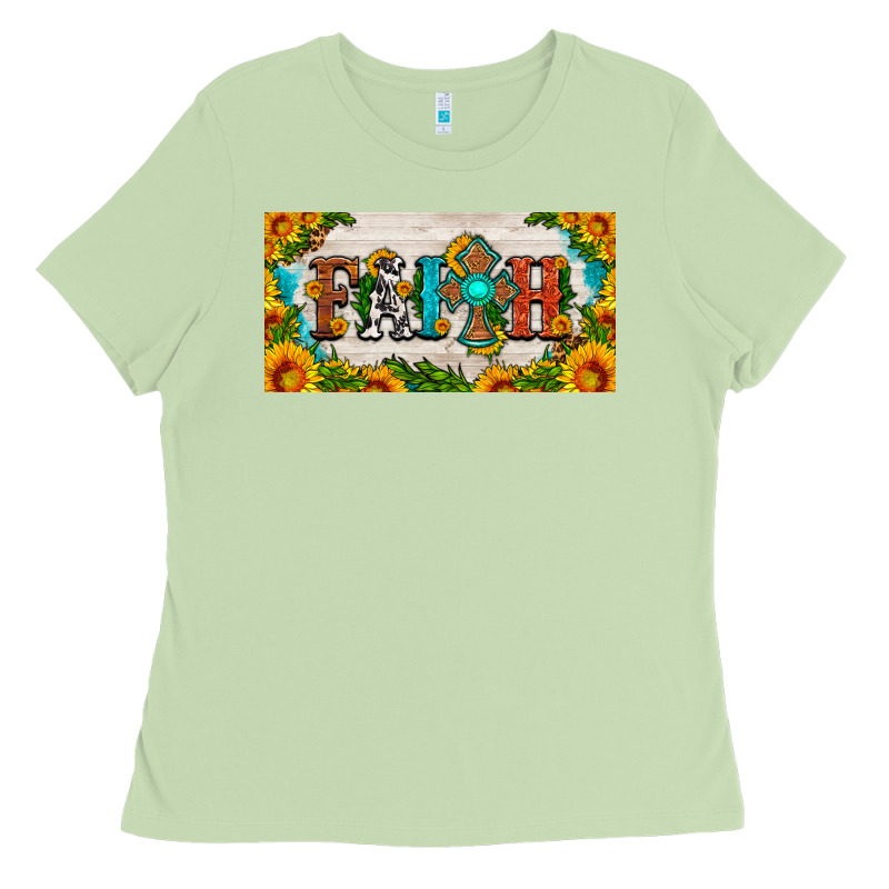 Faith Cross And Sunflower License Plate Ladies Tee by HRA Design Shop | Teevron