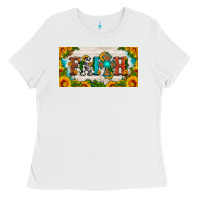 White faith cross and sunflower license plate Ladies Tee - HRA Design Shop