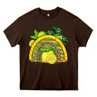 Chocolate Brown lemon  rainbow Heavy Core Tee - BarkalooDesign