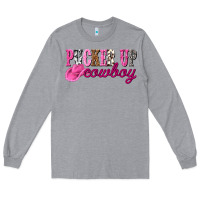 Heather Grey pucker up cowboy Long Sleeve Tee - NancyCooperArtShop