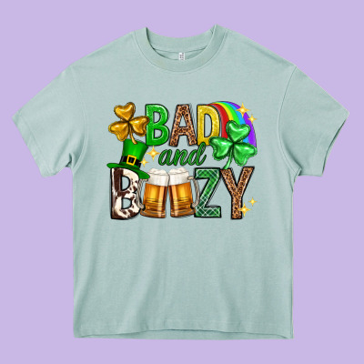 Bad And Boozy St. Patricks Day Heavy Core Tee Designed By Neo Western