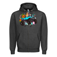 Charcoal Heather monster truck easter Zipper Hoodie - Artiststas