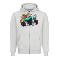 Dove Grey monster truck easter Zipper Hoodie - Artiststas