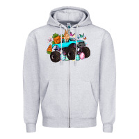 Heather Grey monster truck easter Zipper Hoodie - Artiststas