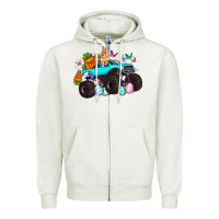 Oatmeal Heather monster truck easter Zipper Hoodie - Artiststas