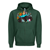 Sports Green monster truck easter Zipper Hoodie - Artiststas