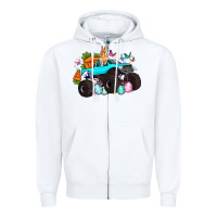 White monster truck easter Zipper Hoodie - Artiststas