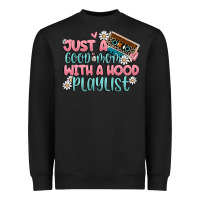 Black just a good mom with a hood playlist Heavyweight Sweatshirt - MaliasSmallBusiness