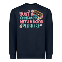 Navy just a good mom with a hood playlist Heavyweight Sweatshirt - MaliasSmallBusiness
