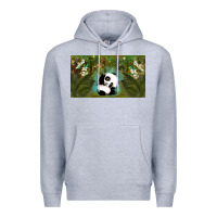 Heather Grey cute panda Premium Hoodie - TumblerDesignByShophia