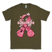 Army Green survivor breast cancer with boxing gloves Classic Tee - MaliasSmallBusiness