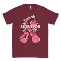 Burgundy survivor breast cancer with boxing gloves Classic Tee - MaliasSmallBusiness
